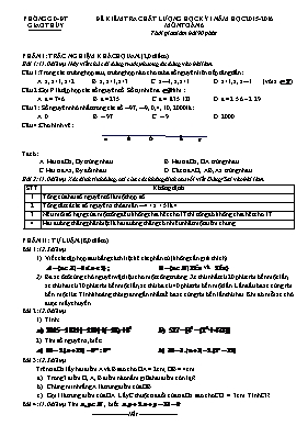 Đề kiểm tra chất lượng học kỳ 1 năm học 2015-2016 môn Toán 6